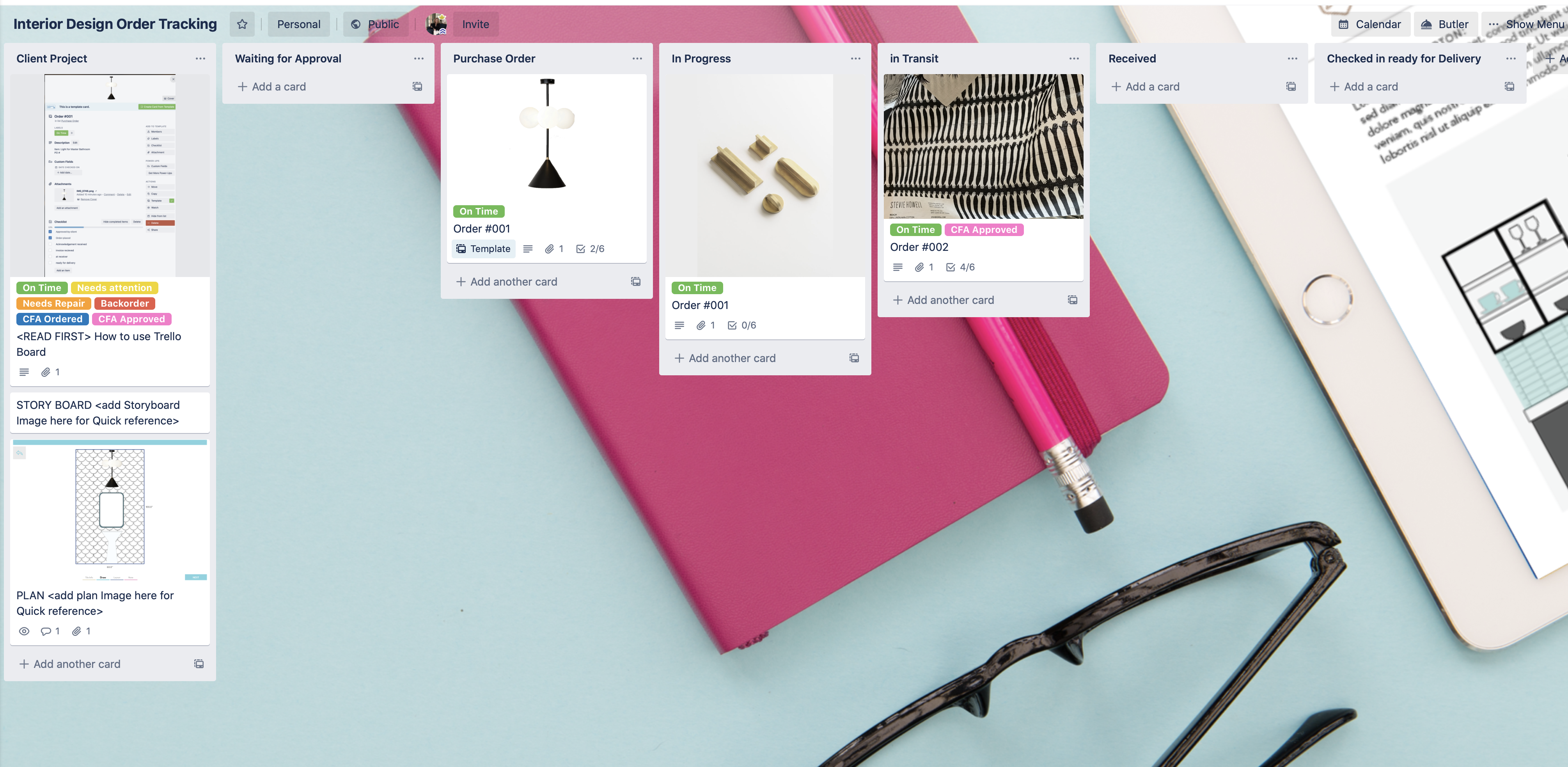 Interior design Trello template