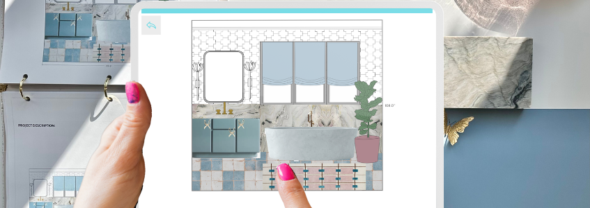 Ipad drafting program blue and pink bathroom
