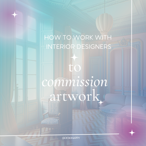 a room with a cover of text that says how to commission artwork for interior designers.