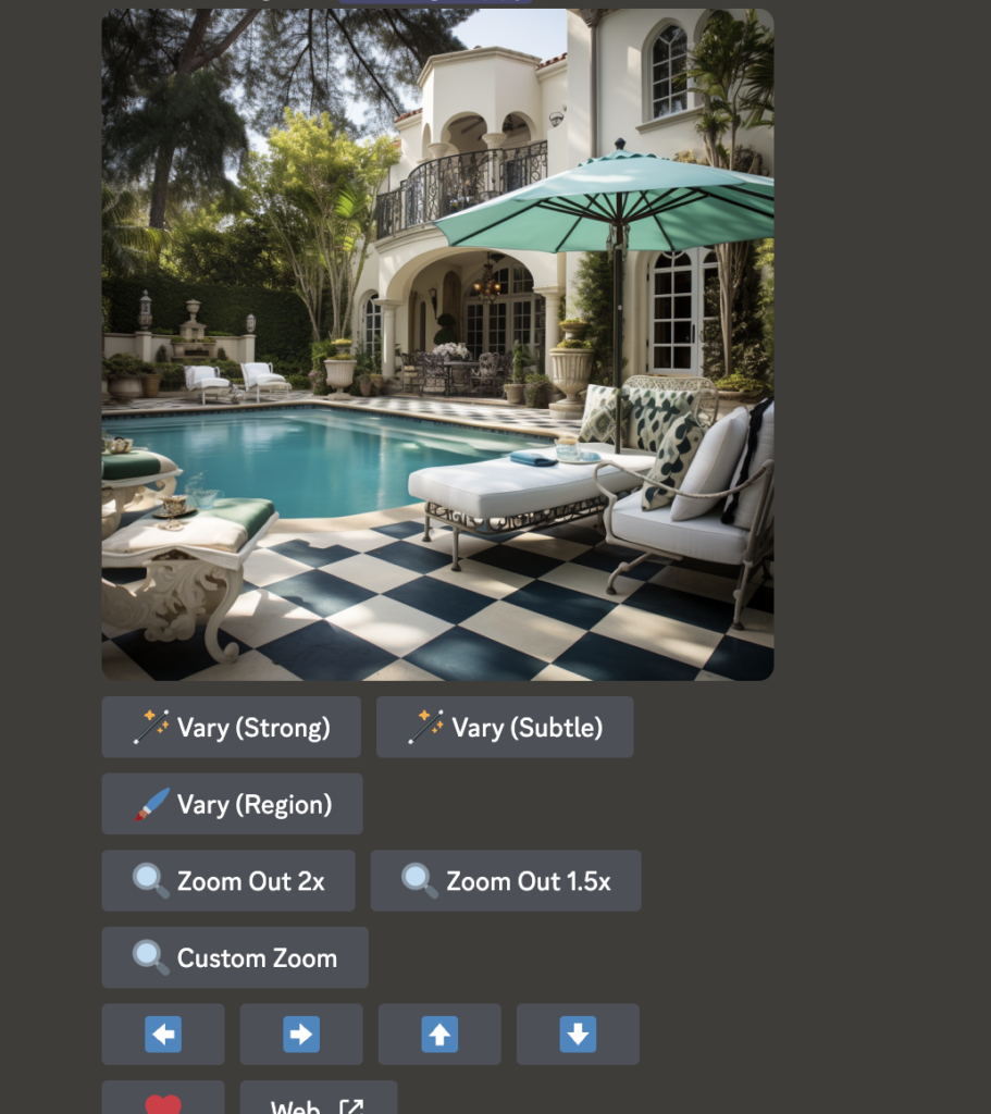 Ai Interior design image pool side checkerboard