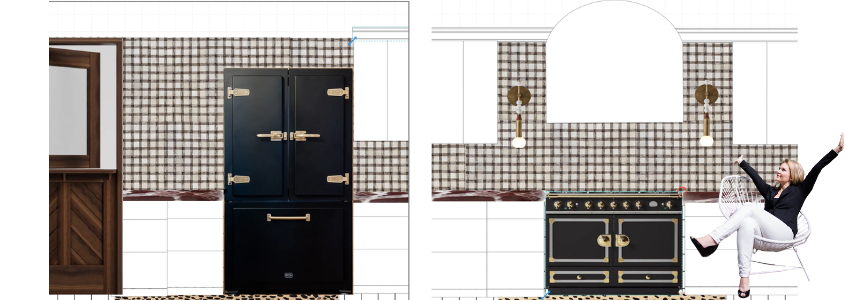 Kitchen elevation and tile drawing