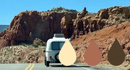 Camper driving through ghost ranch